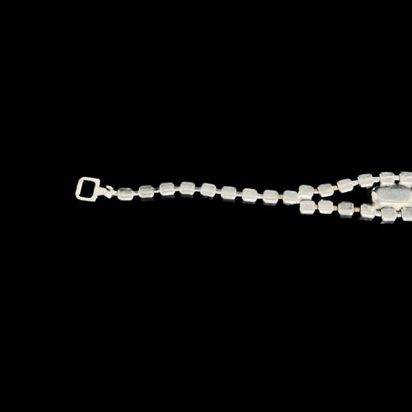 Vintage Silver Tone With Prong Set Clear Faceted Rhinestone Bracelet (5212) - Picture 7 of 9